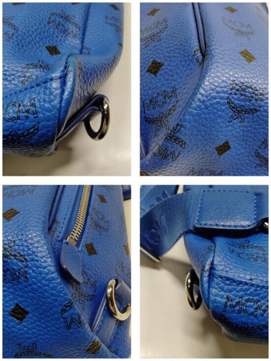 Authentic MCM Stark Blue Visetos Leather Backpack Unisex Designer Bag main image 15
